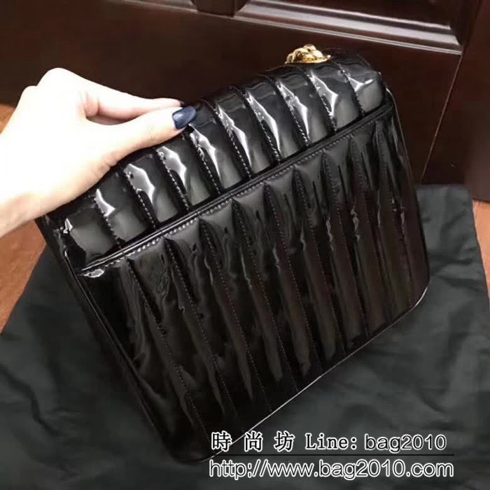 YSL聖羅蘭 新款 LARGE VICKY BAG 黑色漆皮小牛皮鏈條包 532595 YAS1062